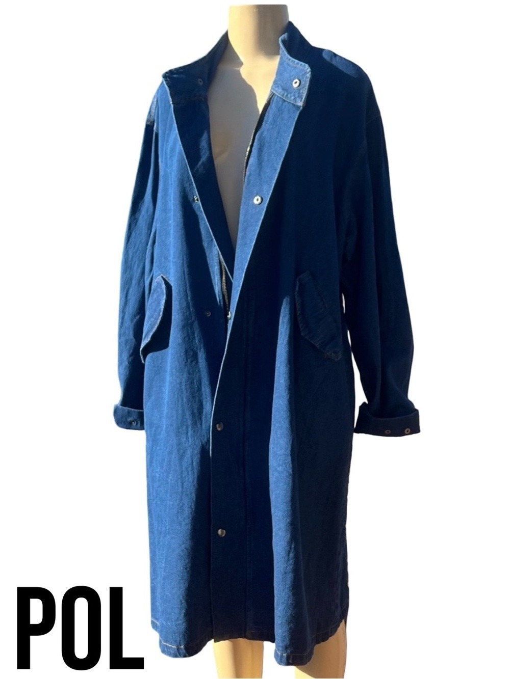 POL Oversized Denim Utility Duster Shirt Dress/Jacket SAMPLE Sale NWOT
